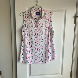 Bermuda Sands Apparel White Sun Protection Top with Pink Flamingo Print
